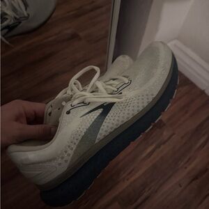 Brooks White and Gray Athletic Shoes